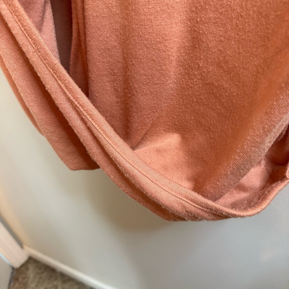 We The Free by Free People Short Sleeve Hoffman Surplice Coral Knit V-Neck Top - Picture 8 of 8